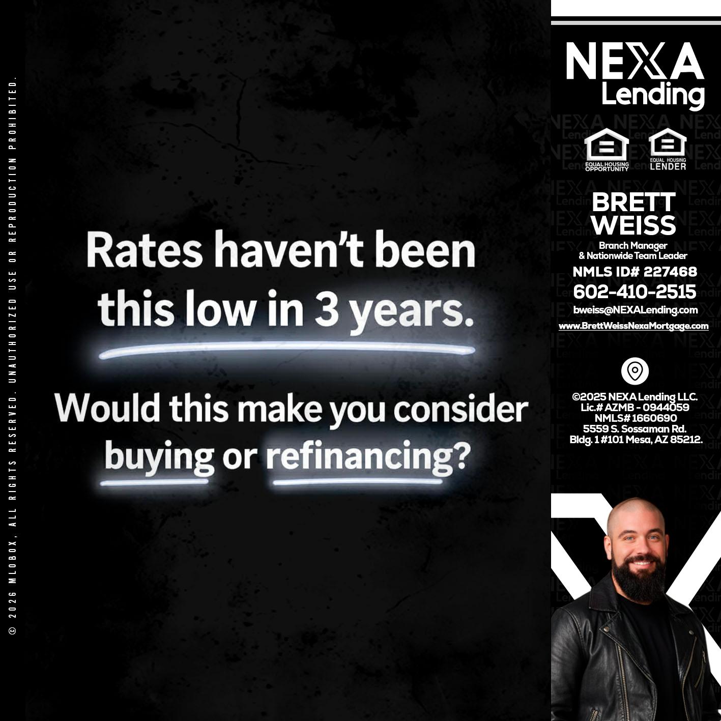RATES HAVEN'T - Brett Weiss -Branch Manager &  Nationwide Team Lead