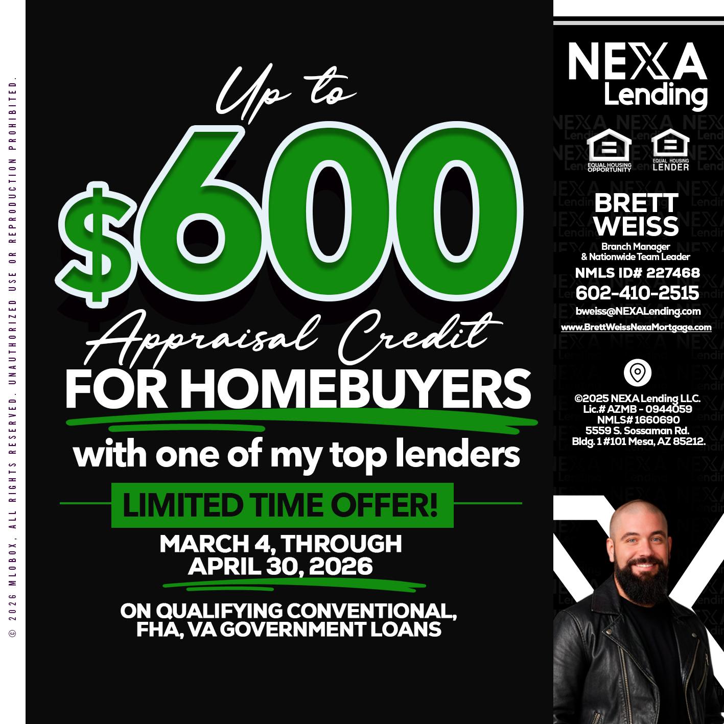 up to $600 - Brett Weiss -Branch Manager &  Nationwide Team Lead