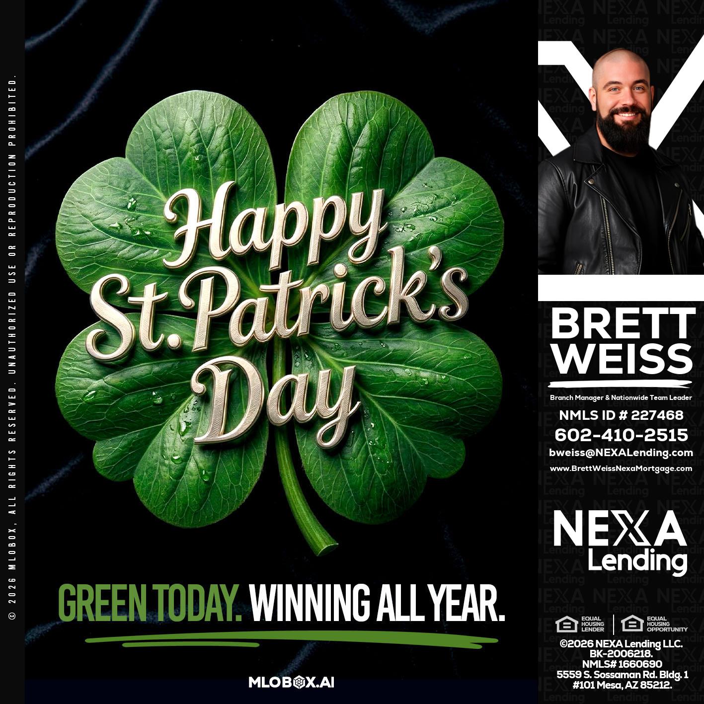 happy st. Patricks day - Brett Weiss -Branch Manager &  Nationwide Team Lead